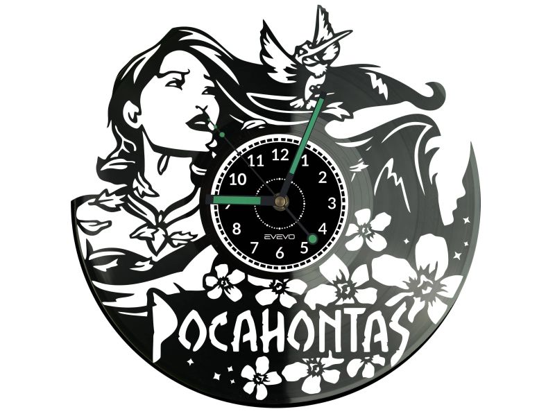 POCAHONTAS  Vinyl Zegar Ścienny Płyta Winylowa Nowoczesny Dekoracyjny Na Prezent Urodziny