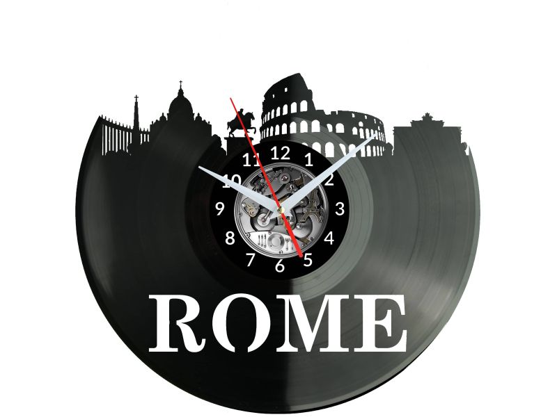 ROME Vinyl Zegar Ścienny Płyta Winylowa Nowoczesny Dekoracyjny Na Prezent Urodziny