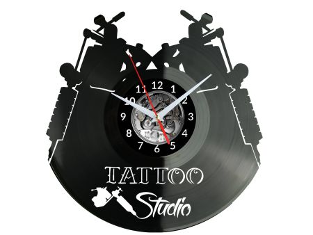 TATTOO STUDIO Vinyl Zegar Ścienny Płyta Winylowa Nowoczesny Dekoracyjny Na Prezent Urodziny