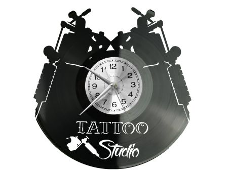 TATTOO STUDIO Vinyl Zegar Ścienny Płyta Winylowa Nowoczesny Dekoracyjny Na Prezent Urodziny