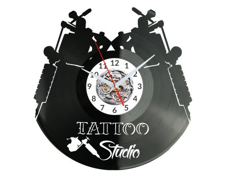 TATTOO STUDIO Vinyl Zegar Ścienny Płyta Winylowa Nowoczesny Dekoracyjny Na Prezent Urodziny