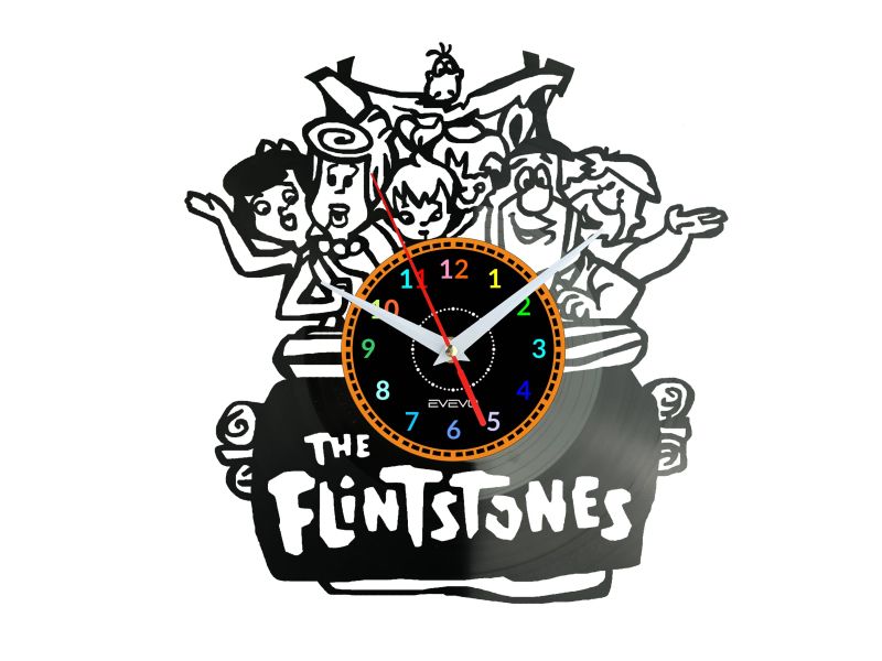 THE FLINTSTONES Vinyl Zegar Ścienny Płyta Winylowa Nowoczesny Dekoracyjny Na Prezent Urodziny