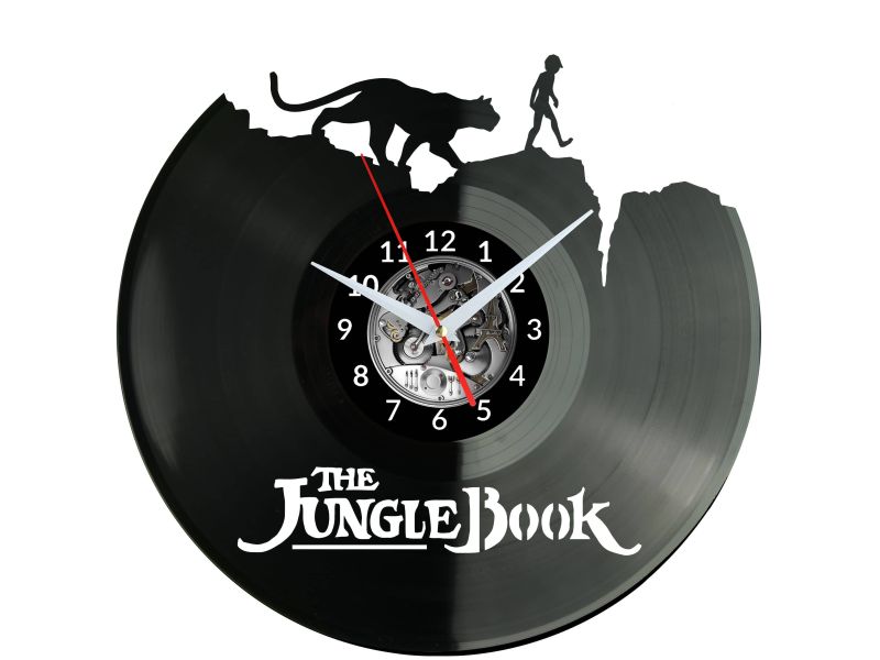 THE JUNGLE BOOK Vinyl Zegar Ścienny Płyta Winylowa Nowoczesny Dekoracyjny Na Prezent Urodziny