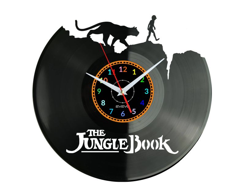 THE JUNGLE BOOK Vinyl Zegar Ścienny Płyta Winylowa Nowoczesny Dekoracyjny Na Prezent Urodziny