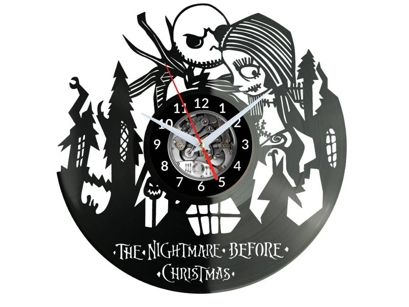 The Nightmare Before Christmas Vinyl Zegar Ścienny Płyta Winylowa Nowoczesny Dekoracyjny Na Prezent Urodziny