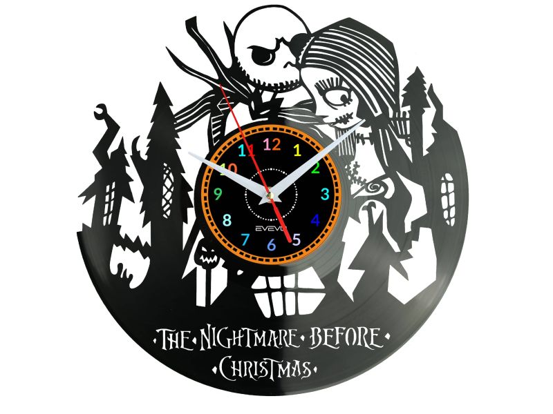 The Nightmare Before Christmas Vinyl Zegar Ścienny Płyta Winylowa Nowoczesny Dekoracyjny Na Prezent Urodziny