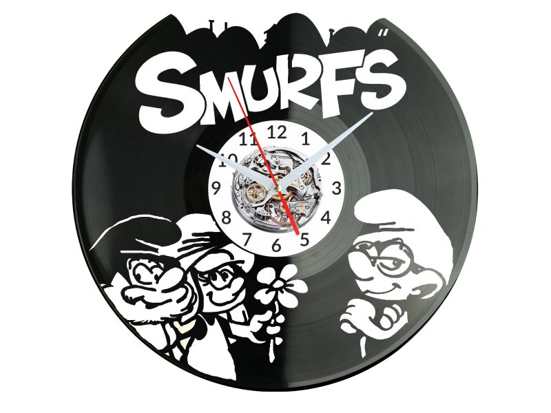 THE SMURFS Vinyl Zegar Ścienny Płyta Winylowa Nowoczesny Dekoracyjny Na Prezent Urodziny