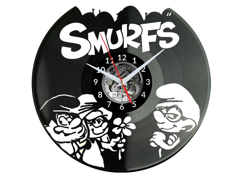 THE SMURFS Vinyl Zegar Ścienny Płyta Winylowa Nowoczesny Dekoracyjny Na Prezent Urodziny