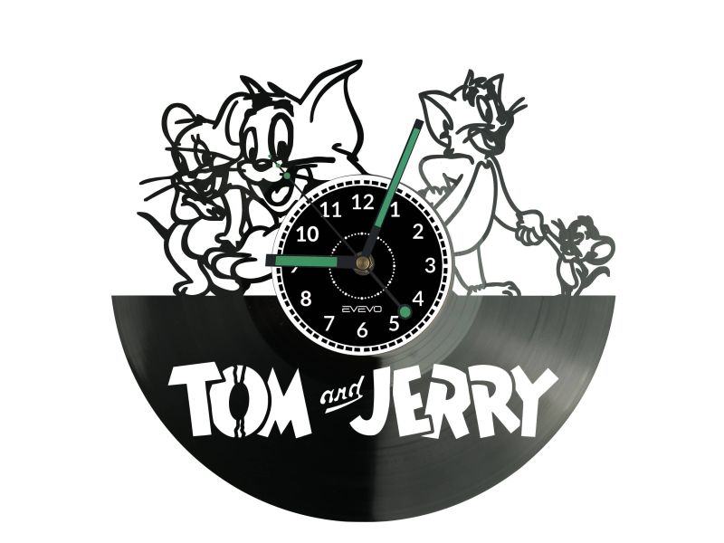 TOM AND JERRY Vinyl Zegar Ścienny Płyta Winylowa Nowoczesny Dekoracyjny Na Prezent Urodziny