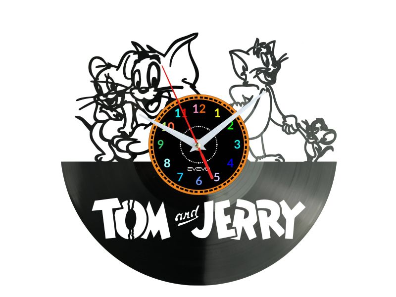 TOM AND JERRY Vinyl Zegar Ścienny Płyta Winylowa Nowoczesny Dekoracyjny Na Prezent Urodziny