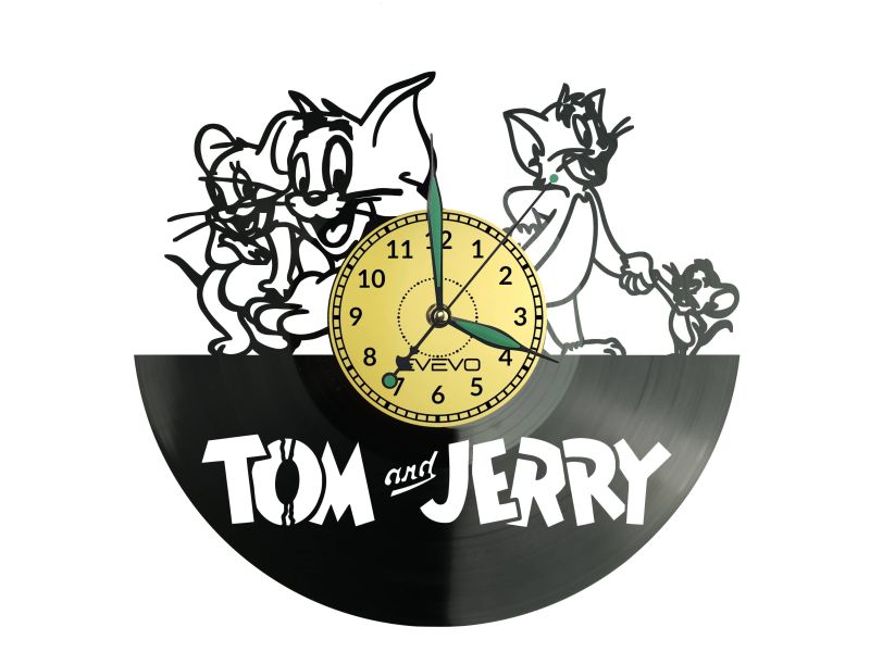 TOM AND JERRY Vinyl Zegar Ścienny Płyta Winylowa Nowoczesny Dekoracyjny Na Prezent Urodziny