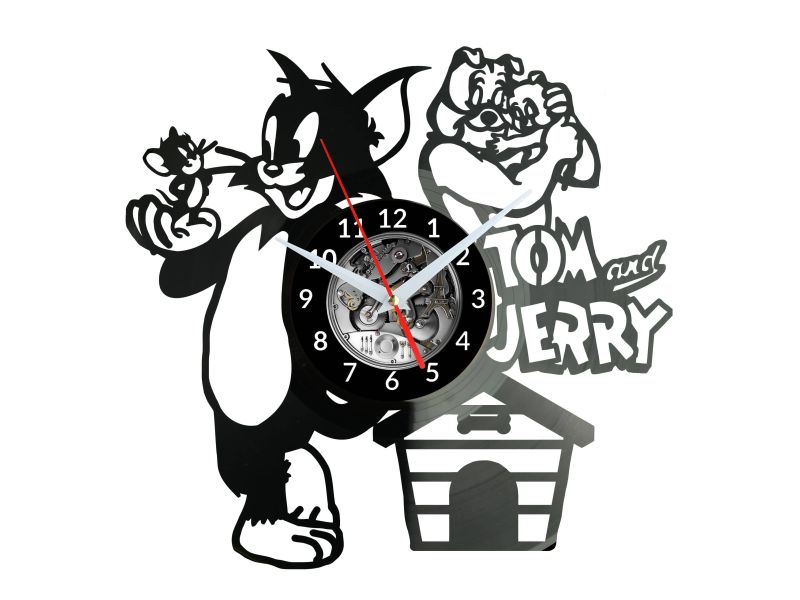 TOM AND JERRY Vinyl Zegar Ścienny Płyta Winylowa Nowoczesny Dekoracyjny Na Prezent Urodziny