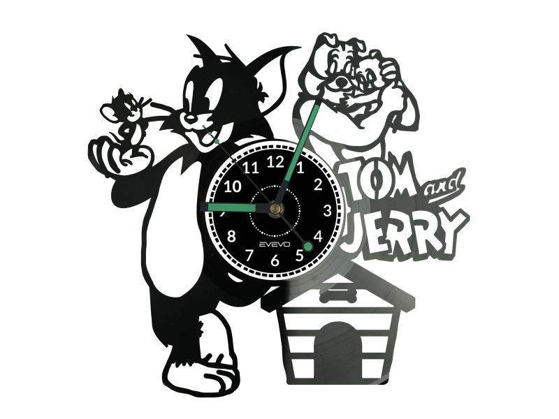 TOM AND JERRY Vinyl Zegar Ścienny Płyta Winylowa Nowoczesny Dekoracyjny Na Prezent Urodziny