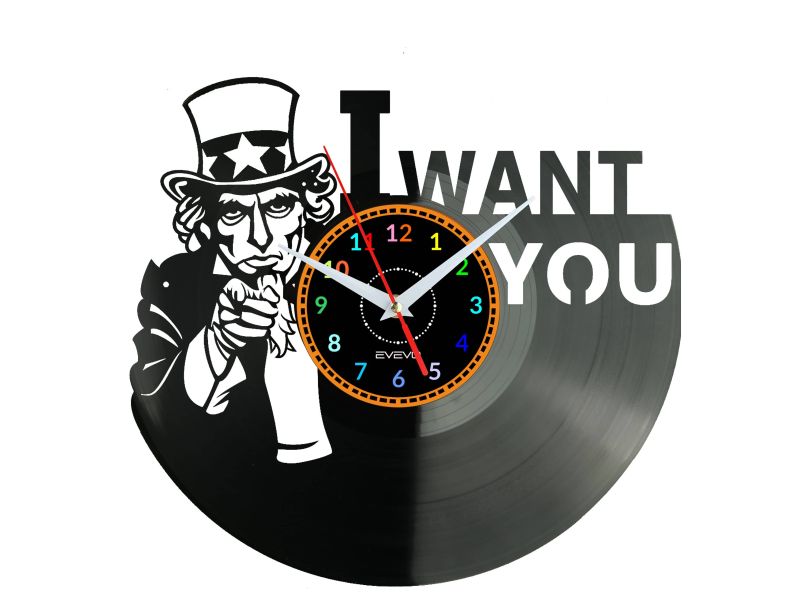 UNCLE SAM Vinyl Zegar Ścienny Płyta Winylowa Nowoczesny Dekoracyjny Na Prezent Urodziny