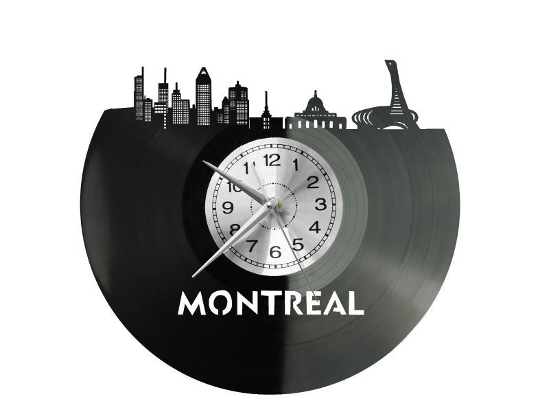 Montreal Vinyl Zegar Ścienny Płyta Winylowa Nowoczesny Dekoracyjny Na Prezent Urodziny