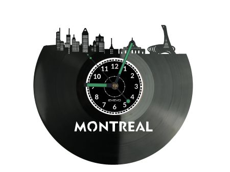 Montreal Vinyl Zegar Ścienny Płyta Winylowa Nowoczesny Dekoracyjny Na Prezent Urodziny