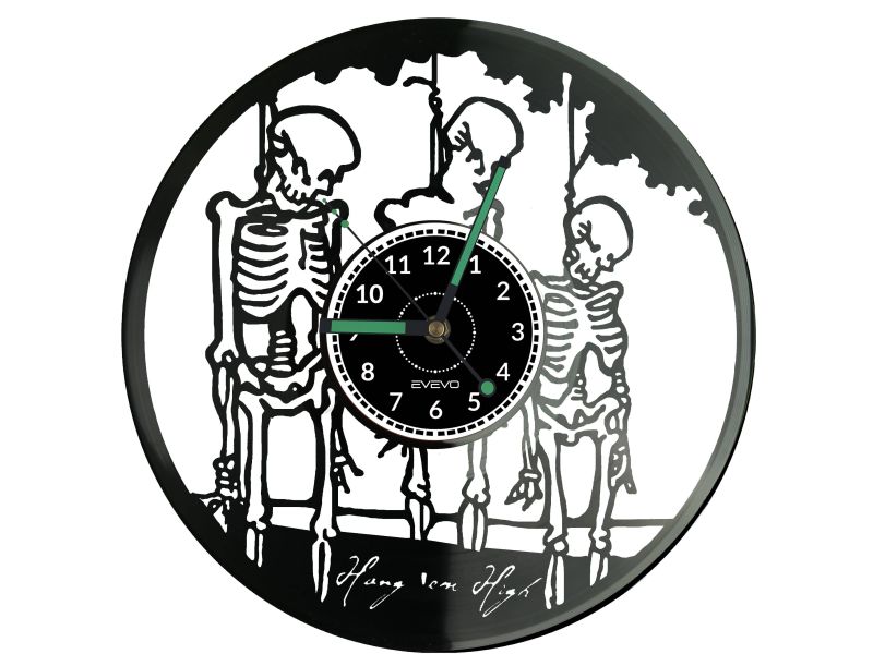 Skeleton Vinyl Zegar Ścienny Płyta Winylowa Nowoczesny Dekoracyjny Na Prezent Urodziny