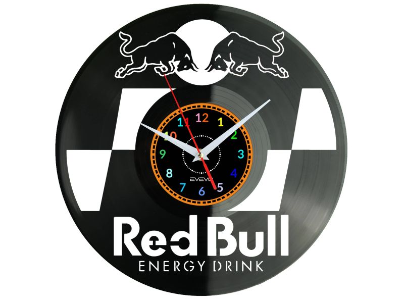 RedBull Vinyl Zegar Ścienny Płyta Winylowa Nowoczesny Dekoracyjny Na Prezent Urodziny