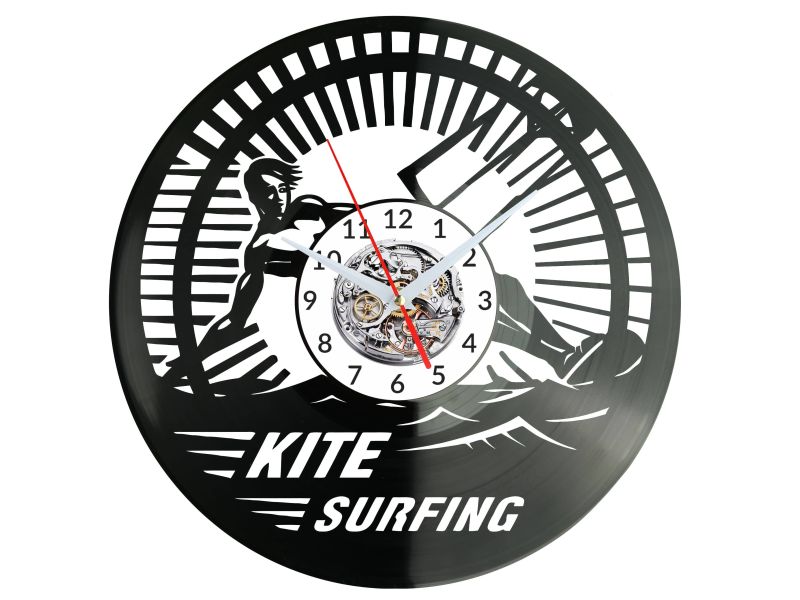 Kite Surfing Vinyl Zegar Ścienny Płyta Winylowa Nowoczesny Dekoracyjny Na Prezent Urodziny