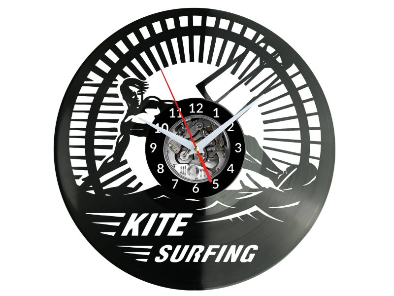 Kite Surfing Vinyl Zegar Ścienny Płyta Winylowa Nowoczesny Dekoracyjny Na Prezent Urodziny