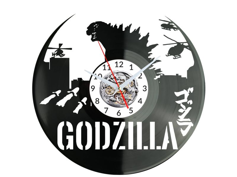 Godzilla Vinyl Zegar Ścienny Płyta Winylowa Nowoczesny Dekoracyjny Na Prezent Urodziny