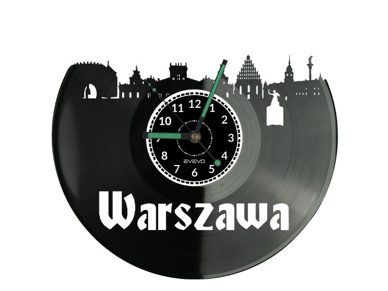 Warszawa Vinyl Zegar Ścienny Płyta Winylowa Nowoczesny Dekoracyjny Na Prezent Urodziny