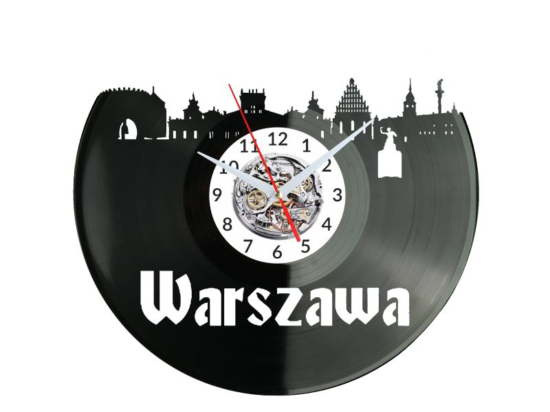 Warszawa Vinyl Zegar Ścienny Płyta Winylowa Nowoczesny Dekoracyjny Na Prezent Urodziny