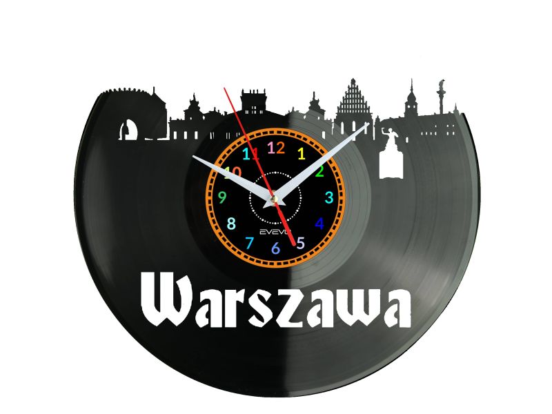 Warszawa Vinyl Zegar Ścienny Płyta Winylowa Nowoczesny Dekoracyjny Na Prezent Urodziny