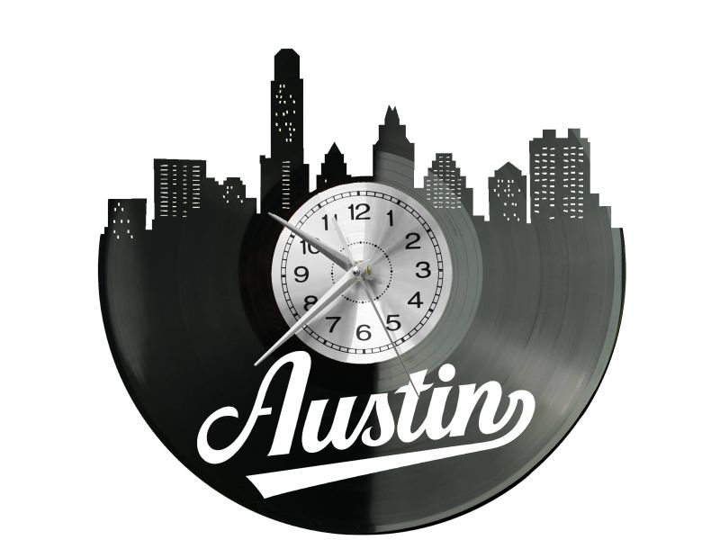 Austin Vinyl Zegar Ścienny Płyta Winylowa Nowoczesny Dekoracyjny Na Prezent Urodziny