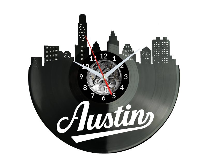 Austin Vinyl Zegar Ścienny Płyta Winylowa Nowoczesny Dekoracyjny Na Prezent Urodziny