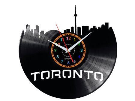 Toronto Vinyl Zegar Ścienny Płyta Winylowa Nowoczesny Dekoracyjny Na Prezent Urodziny