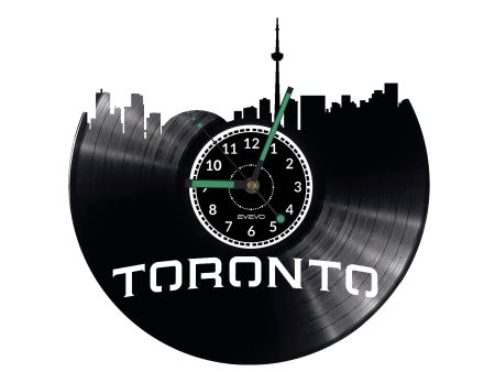 Toronto Vinyl Zegar Ścienny Płyta Winylowa Nowoczesny Dekoracyjny Na Prezent Urodziny