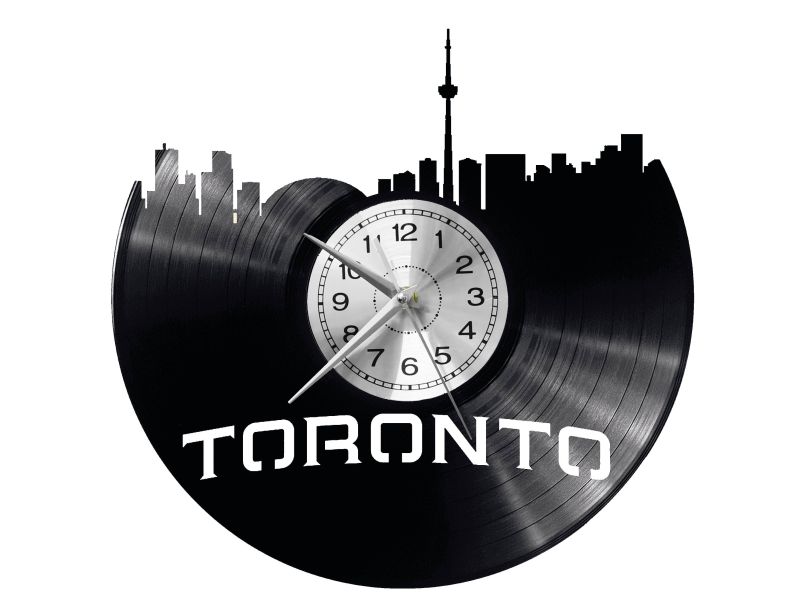 Toronto Vinyl Zegar Ścienny Płyta Winylowa Nowoczesny Dekoracyjny Na Prezent Urodziny