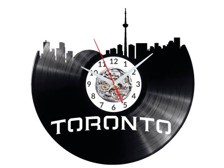 Toronto Vinyl Zegar Ścienny Płyta Winylowa Nowoczesny Dekoracyjny Na Prezent Urodziny