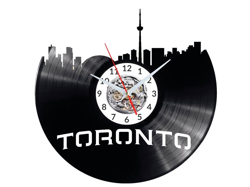 Toronto Vinyl Zegar Ścienny Płyta Winylowa Nowoczesny Dekoracyjny Na Prezent Urodziny