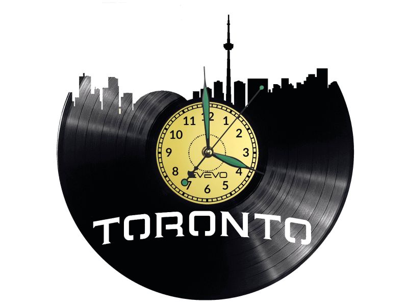 Toronto Vinyl Zegar Ścienny Płyta Winylowa Nowoczesny Dekoracyjny Na Prezent Urodziny