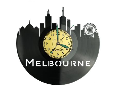 Melbourne Vinyl Zegar Ścienny Płyta Winylowa Nowoczesny Dekoracyjny Na Prezent Urodziny