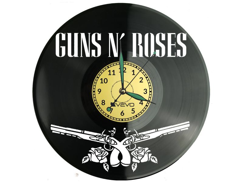 Guns and Roses Vinyl Zegar Ścienny Płyta Winylowa Nowoczesny Dekoracyjny Na Prezent Urodziny