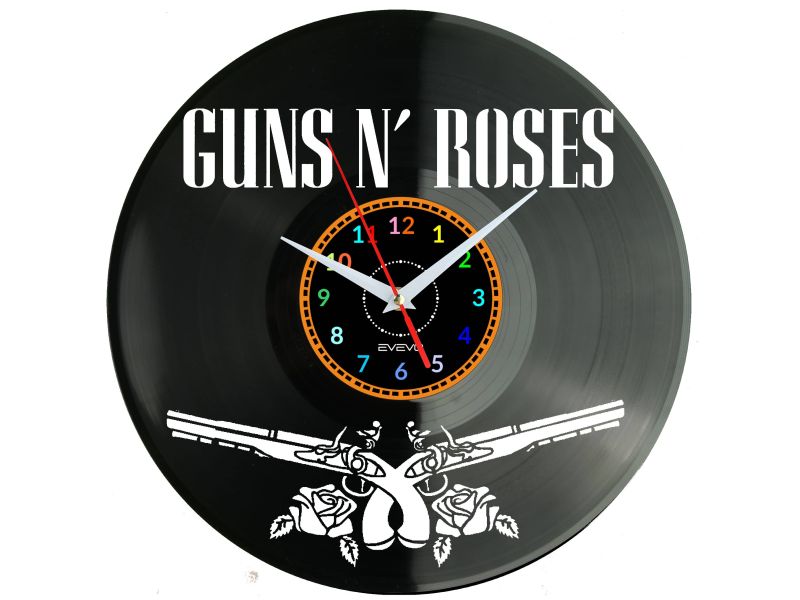 Guns and Roses Vinyl Zegar Ścienny Płyta Winylowa Nowoczesny Dekoracyjny Na Prezent Urodziny