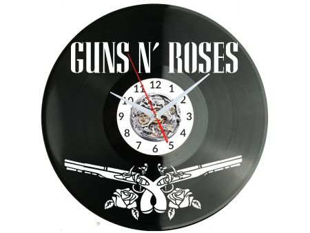 Guns and Roses Vinyl Zegar Ścienny Płyta Winylowa Nowoczesny Dekoracyjny Na Prezent Urodziny