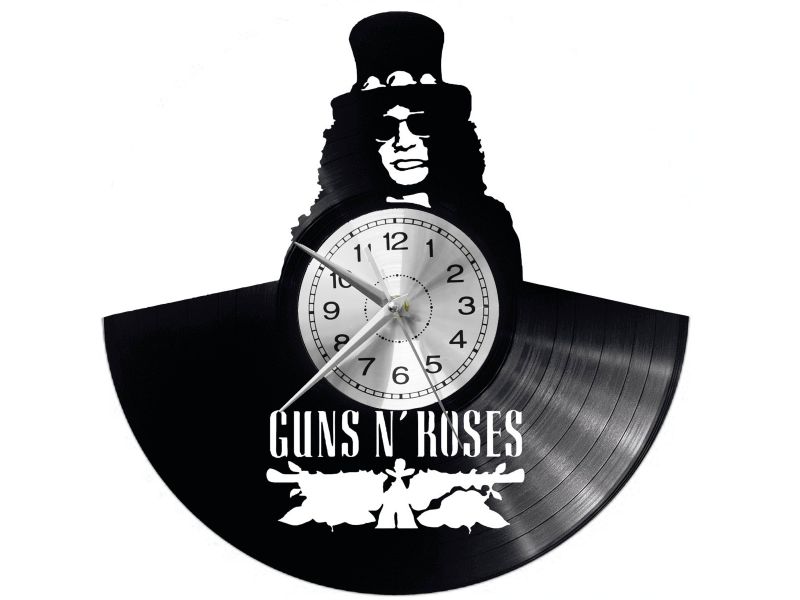 Guns and Roses Vinyl Zegar Ścienny Płyta Winylowa Nowoczesny Dekoracyjny Na Prezent Urodziny