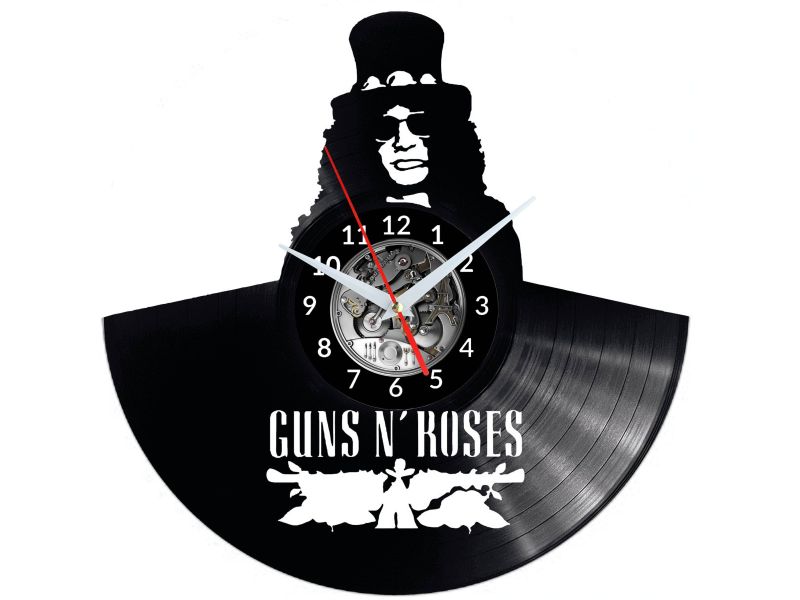 Guns and Roses Vinyl Zegar Ścienny Płyta Winylowa Nowoczesny Dekoracyjny Na Prezent Urodziny