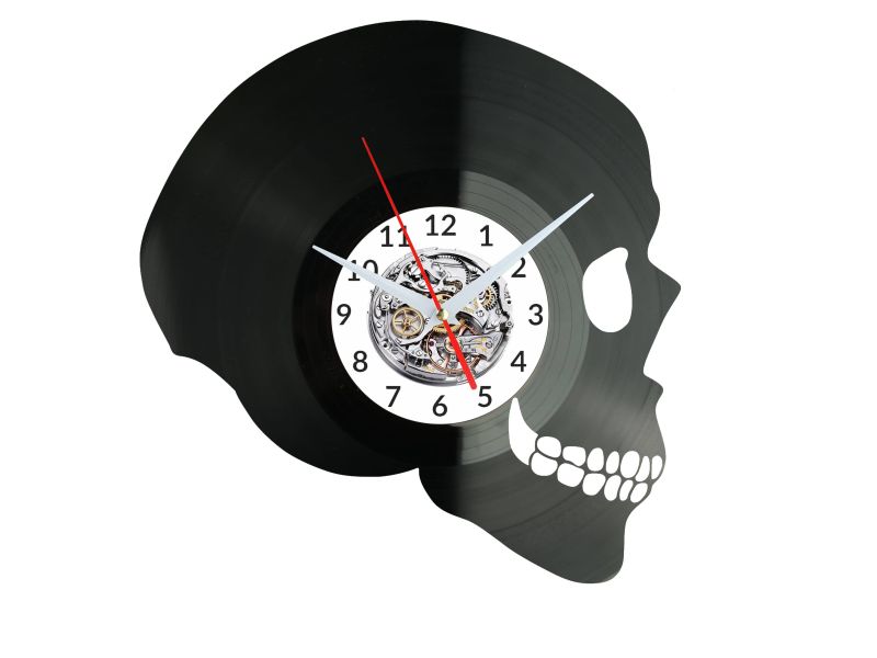 SKELETON Vinyl Zegar Ścienny Płyta Winylowa Nowoczesny Dekoracyjny Na Prezent Urodziny