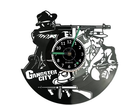 Gangster City Vinyl Zegar Ścienny Płyta Winylowa Nowoczesny Dekoracyjny Na Prezent Urodziny