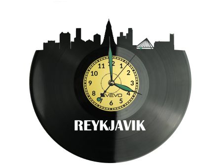 Raykjavik Vinyl Zegar Ścienny Płyta Winylowa Nowoczesny Dekoracyjny Na Prezent Urodziny