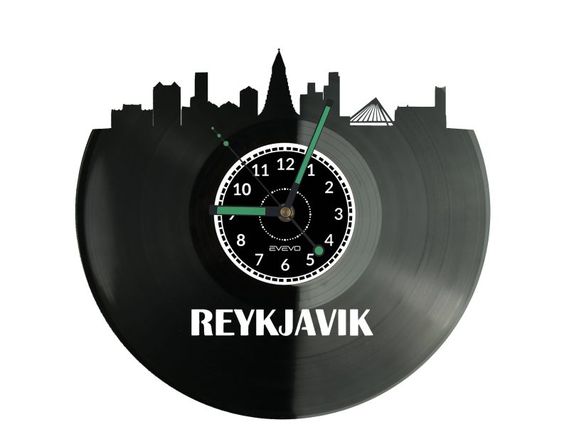 Raykjavik Vinyl Zegar Ścienny Płyta Winylowa Nowoczesny Dekoracyjny Na Prezent Urodziny