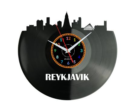 Raykjavik Vinyl Zegar Ścienny Płyta Winylowa Nowoczesny Dekoracyjny Na Prezent Urodziny