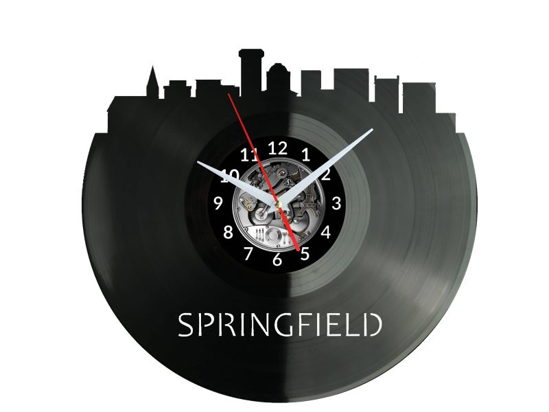 Springfield Vinyl Zegar Ścienny Płyta Winylowa Nowoczesny Dekoracyjny Na Prezent Urodziny