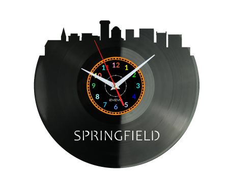 Springfield Vinyl Zegar Ścienny Płyta Winylowa Nowoczesny Dekoracyjny Na Prezent Urodziny