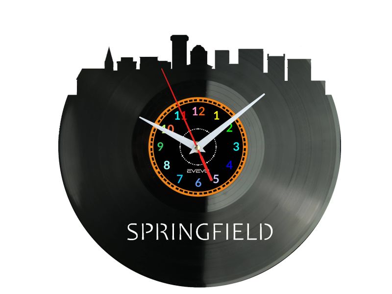 Springfield Vinyl Zegar Ścienny Płyta Winylowa Nowoczesny Dekoracyjny Na Prezent Urodziny